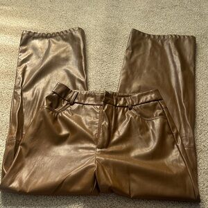 Chic Brown Leather-Look Pants